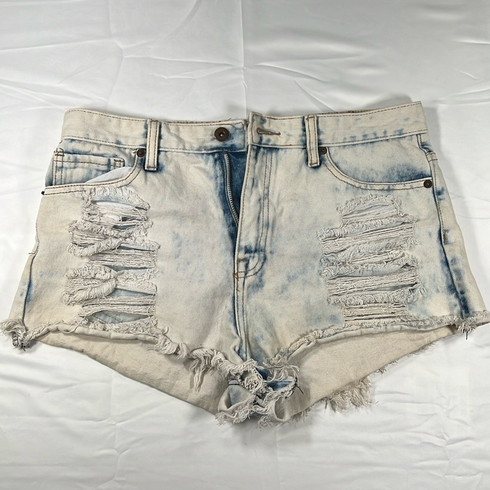 Forever 21 Shorts Womens US 29 Cut Off Acid Wash Denim Bleached Distressed.(0016